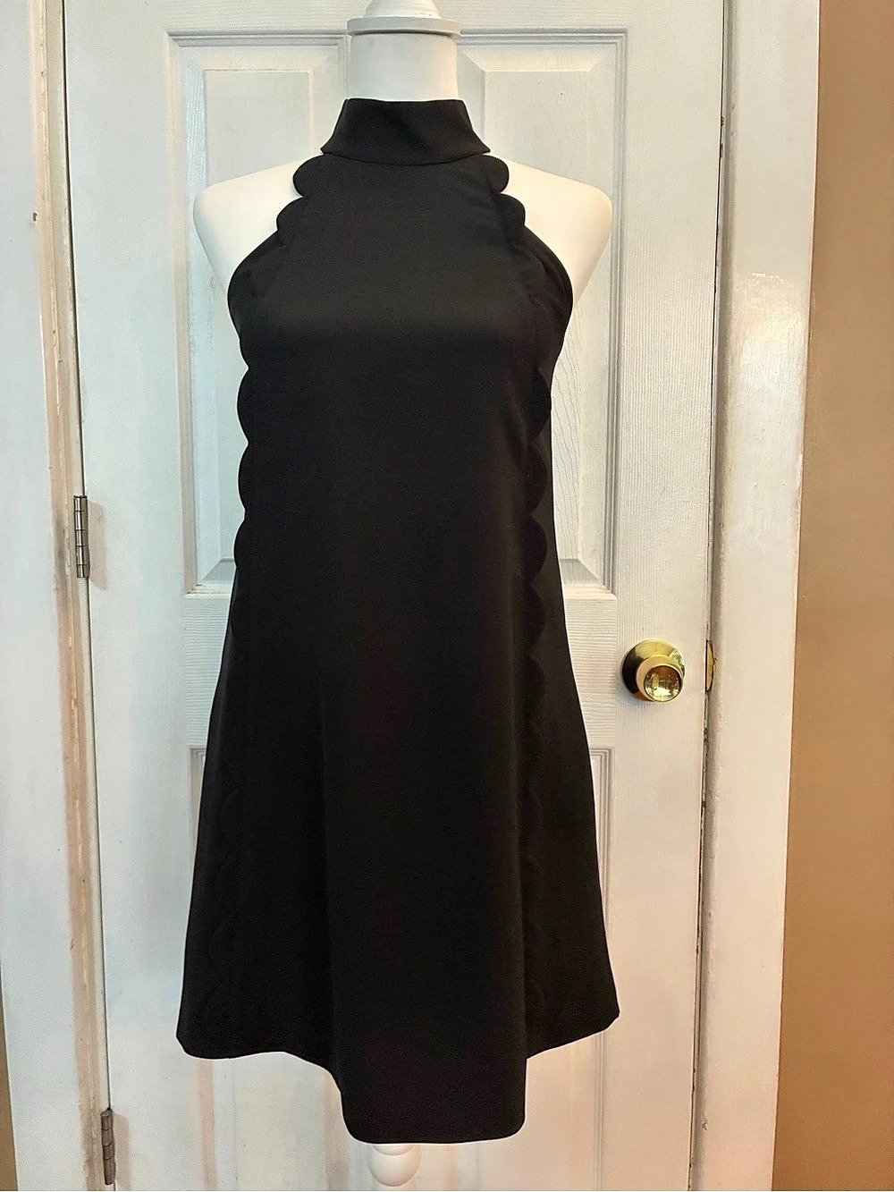 Ted Baker Torrii Halter Neck Scallop Tunic Dress Black Size 1 US 4 Night Out
